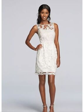 Donna Ricco Sleeveless White Lace Dress Size 6/Small